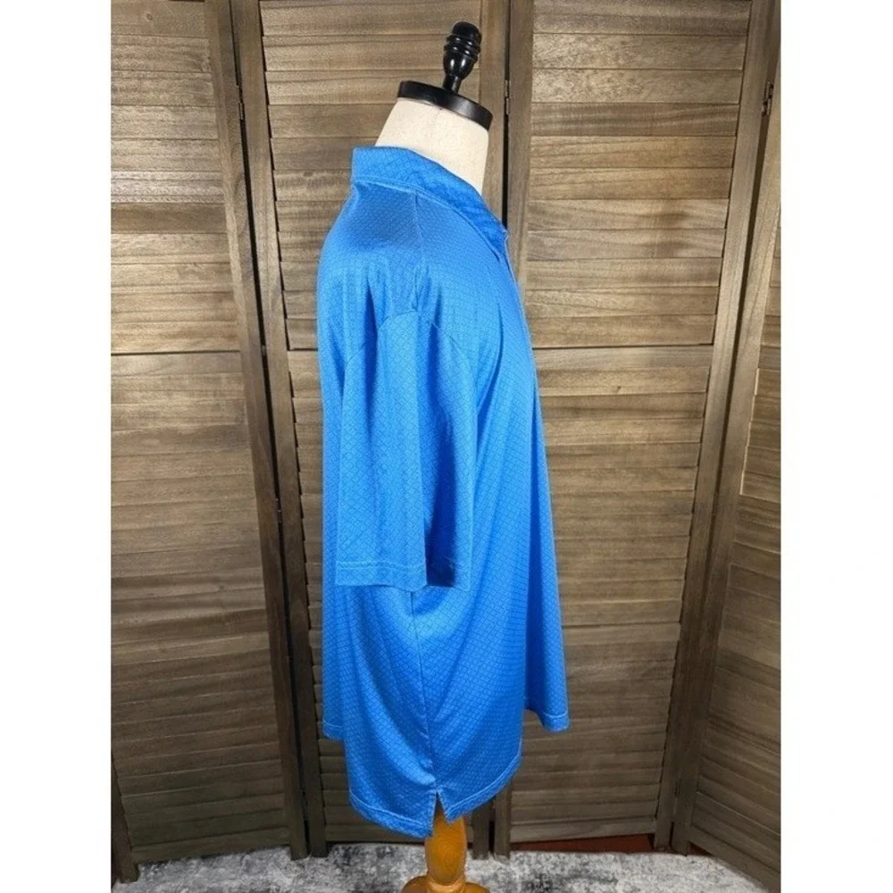 Adidas Golf Men XL Blue Geometric Diamond Print Performance Polo Shirt Short Slv